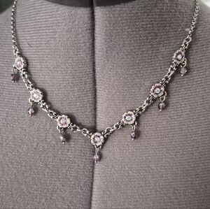 Brighton Purple Flowers Swarovski Crystal Bib Necklace